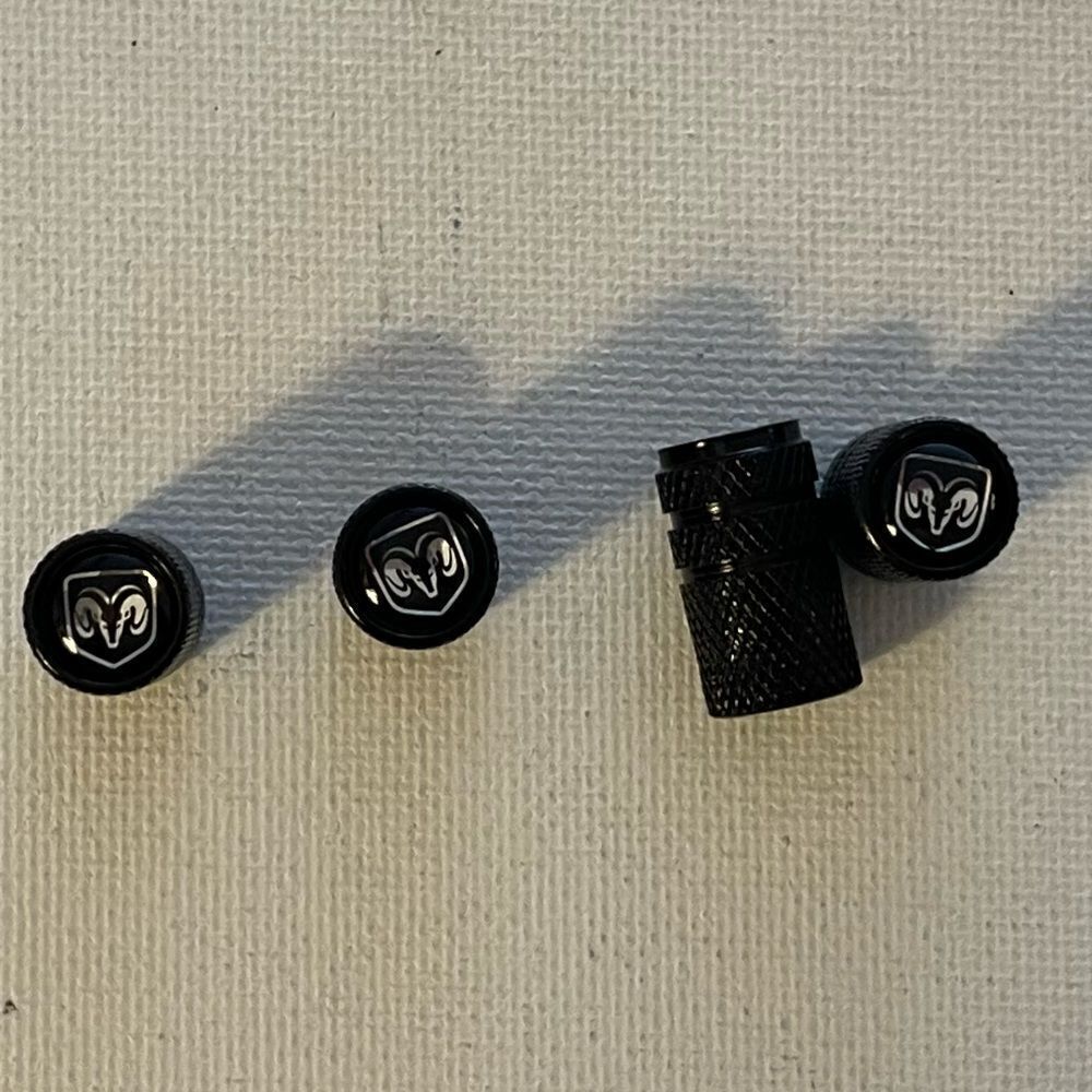 Dodge Logo Valve Stem Caps in Black set of 4 NWT